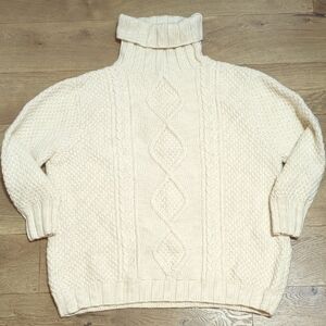 The Territory Ahead Wool Alpaca Sweater Jumper Womens Cream Chunky Knit Large